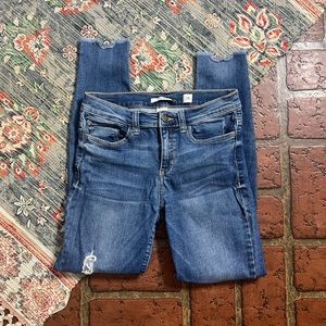 SP Black factory distressed raw frayed hem skinny ankle denim jeans